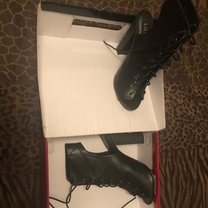 Open toe chunky heels booties